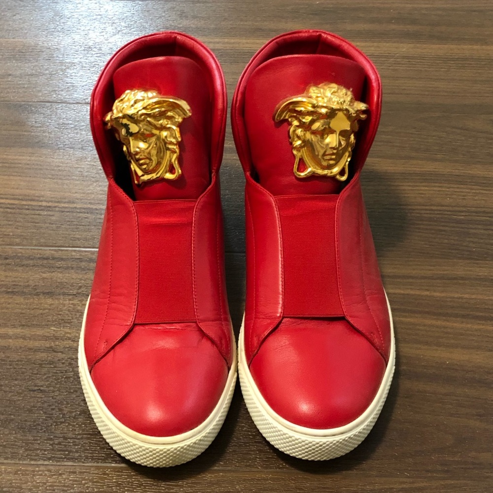 Versace Medusa high top palazzo leather sneakers